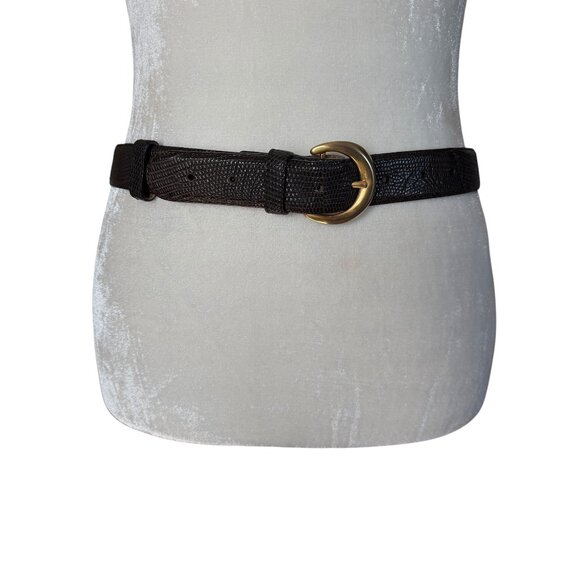 Donna Karan vintage brown genuine lizard adjustable belt women\'s size small main image 7